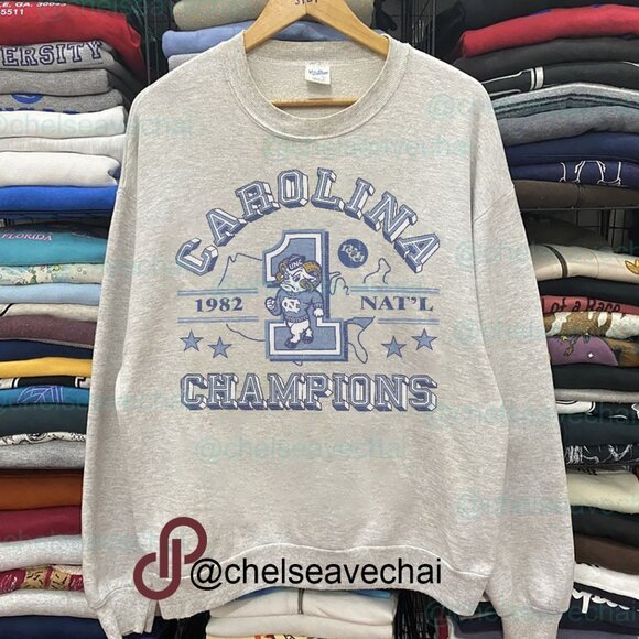 Vintage North Carolina Tar Heels Sweatshirt, Retro UNC 1982 Champions Shirt Tee - Picture 1 of 2